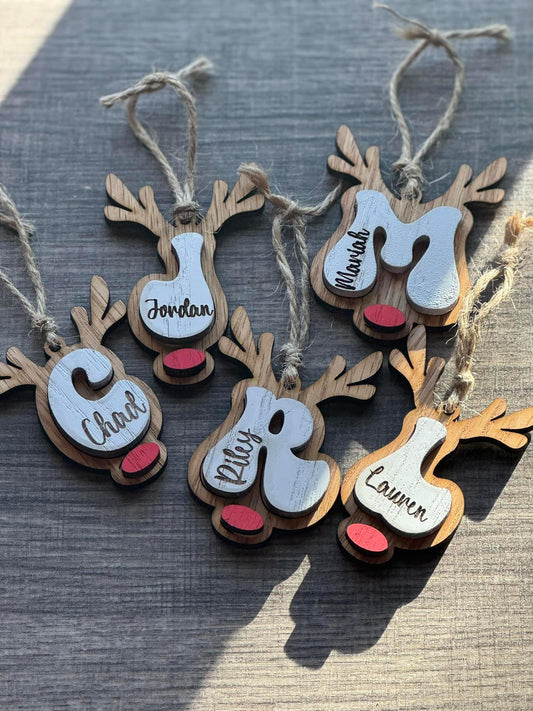 Reindeer initial ornament