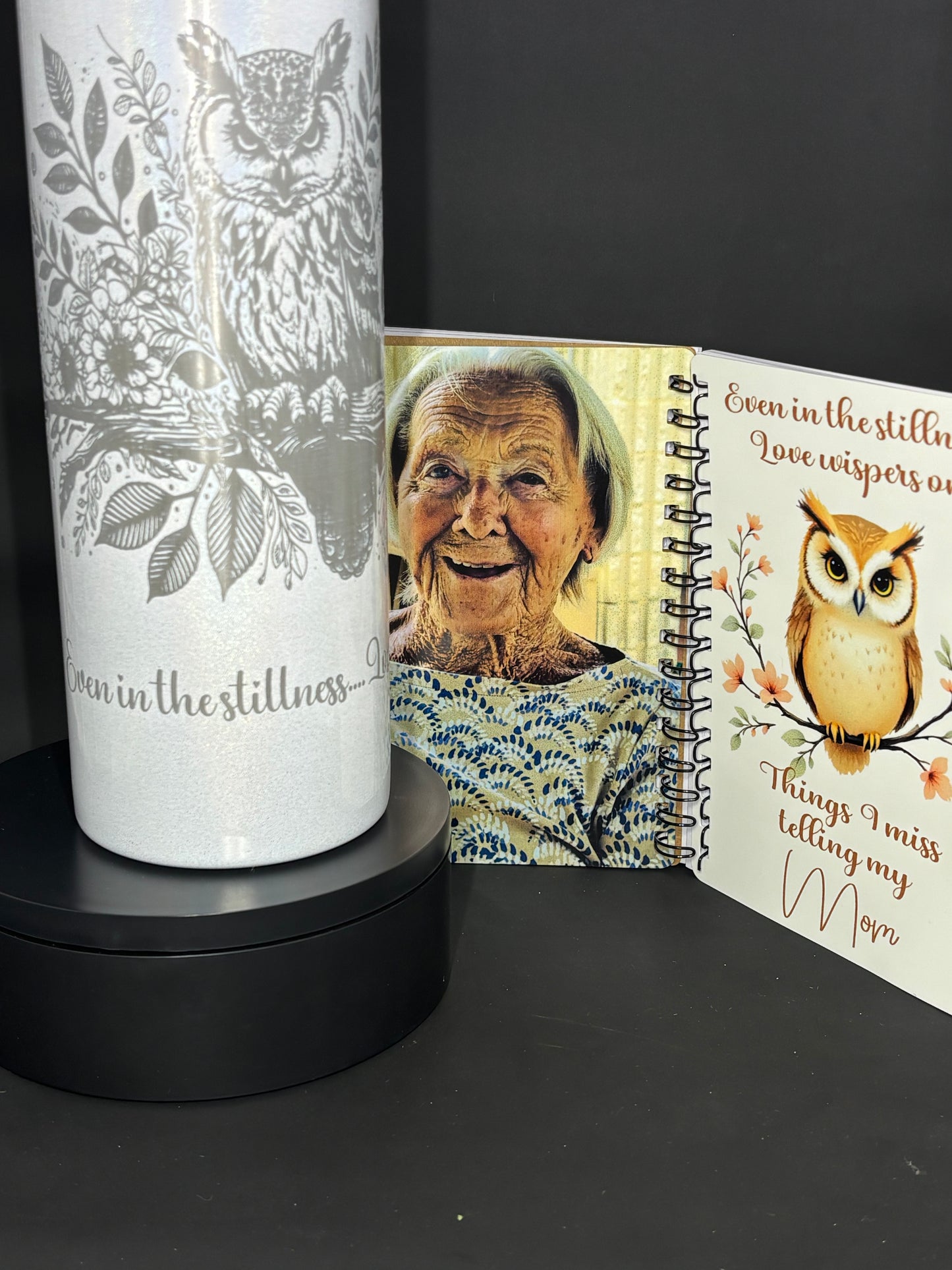 20 oz engraved skinny tumbler with matching 5x7 lined notebook